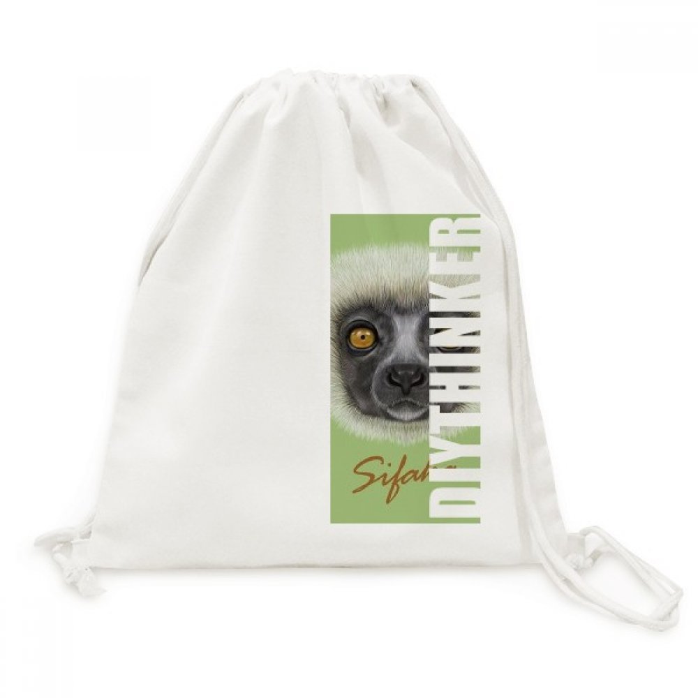 Singe Sifaka Toile Drawstring Backpack Sac Voyage Finition Soignée - 5