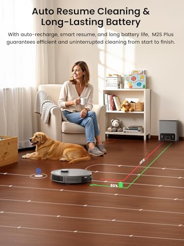 Image of Lefant M2S Plus Robot Vacuum and Mop, Self-Emptying, 10000Pa Suction, 75 Days Hands-Free, dToF Navigation, Obstacle Avoidance, 240 Mins Runtime, for Hard Floors & Carpets, Wi-Fi