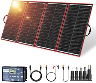 DOKIO 300W 18V Portable Foldable Solar Panel Kit (37x19inch) Folding Flexible Monocrystalline(HIGH Efficiency) Charger with 2 USB Outputs for Phones Work for 12v Battery AGM RV Camping Van