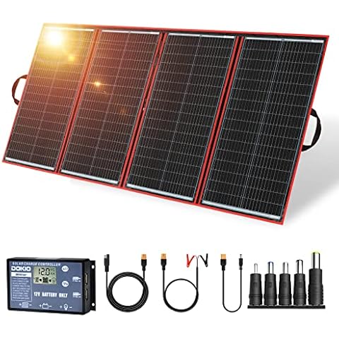 DOKIO 300W 18V Portable Foldable Solar Panel Kit (37x19inch) Folding Flexible Monocrystalline(HIGH Efficiency) Charger with 2 USB Outputs for Phones Work for 12v Battery AGM RV Camping Van Cover