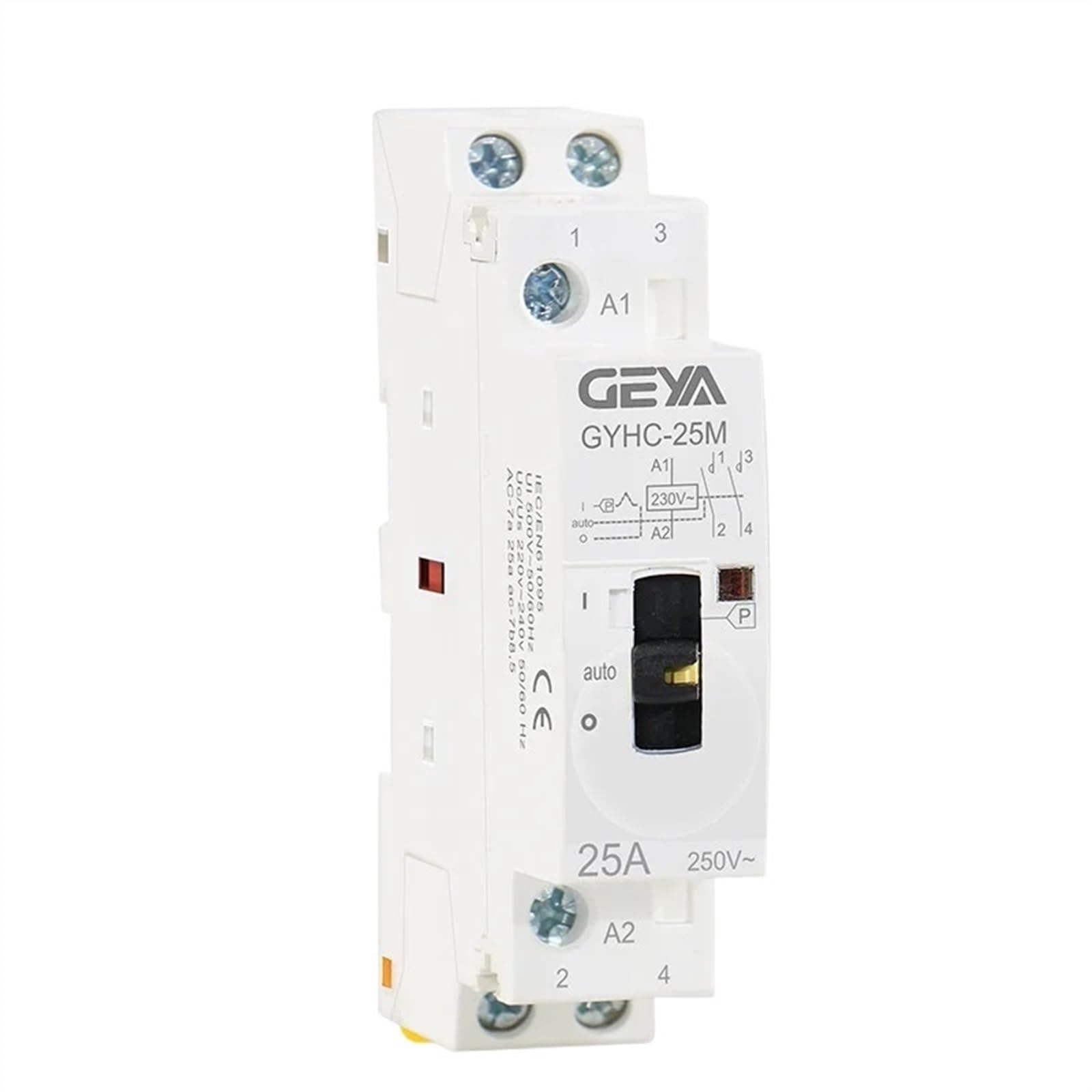 Contactor Modular 2P 16A 20A 25A 2NO o 2NC 220V Control Manual Contactor doméstico Tipo Carril DIN(2P 16A 2N0 220V)