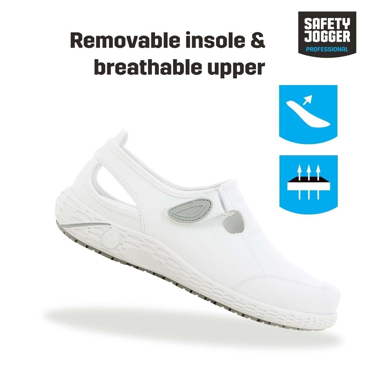 SAFETY JOGGER Chaussure de Sécurité pour Femme - Lina - Chaussure de Travail Légère et Confortable avec Scratch - Idéales pour Infirmières et Cuisine - Antidérapantes - Oxypas