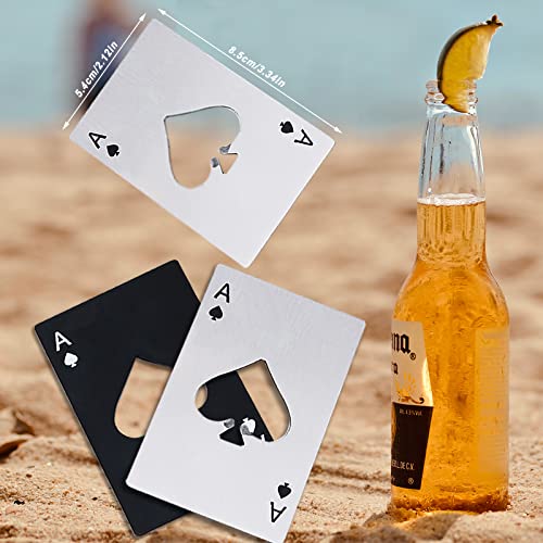 Airoads Ace Of Spades Bottle Opener Credit Card Size Pocker Cap Opener Portable Stainless Steel Can Opener (2 Pack Black & Silver) #TOP1