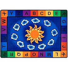 Carpets for Kids 9401 Sunny Day Learn & Play Literacy Classroom Seating Rug 4ft 5in x 5ft 10in Rectangle Blue