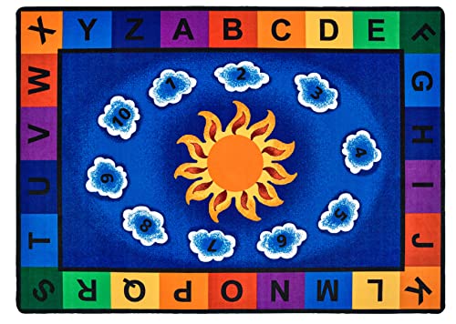 Carpets for Kids 9400 Sunny Day Learn & Play Literacy Classroom Kids Room Rug 5ft 10in x 8ft 4in Rectangle Blue
