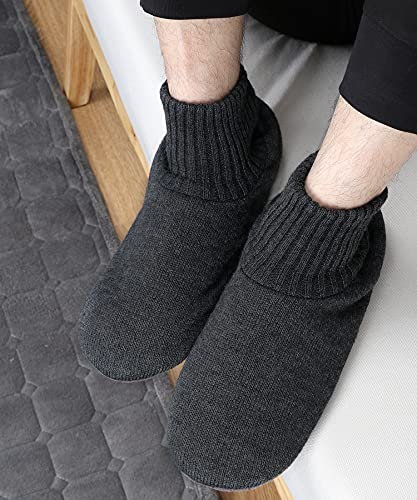 DICUIRD Slipper Socks for Mens,Fuzzy Sherpa Lined Socks with Soft Soles,Cozy Warm House Indoor Booties with Non Slip Bottoms, Mens Winter Christmas Gifts3
