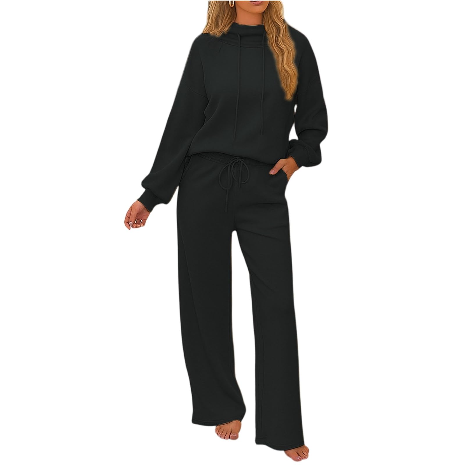 Sweat Suits for Womens 2 Piece Lounge Set Winter Fleece Hoodie and Sweatpants Set Baggy Casual Tracksuits