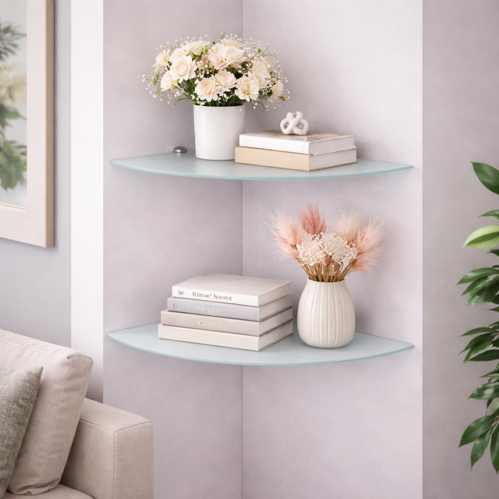 Mensola da parete in vetro di sicurezza 6 mm bianco satinato 35 x 35 cm