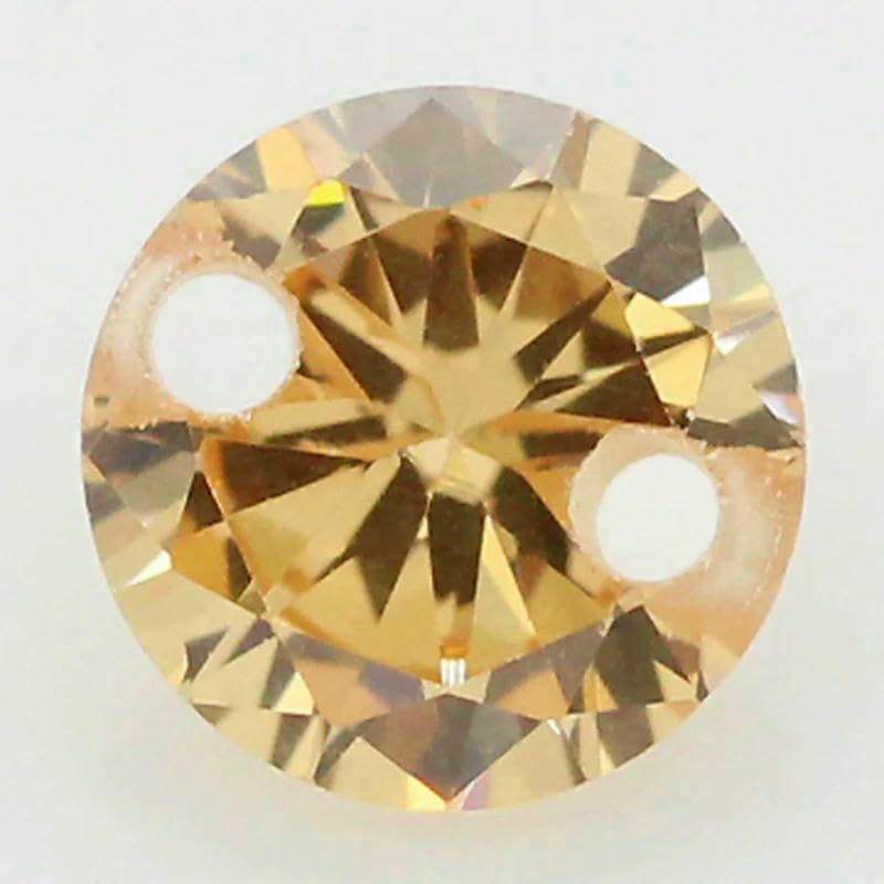 Doppellochperlen aus Zirkonia-Steinen, AAAAA-Rundform, lose Zirkonia-Steine für DIY-Schmuckherstellung, Zirkon mit Löchern – Champagner – 13,0 mm, 20 Stück