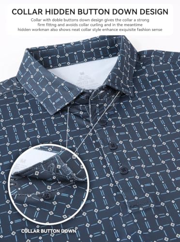 Image of Alex Vando Mens Golf Shirts Short Sleeve Breeze Quick-Dry Print Polo Shirt