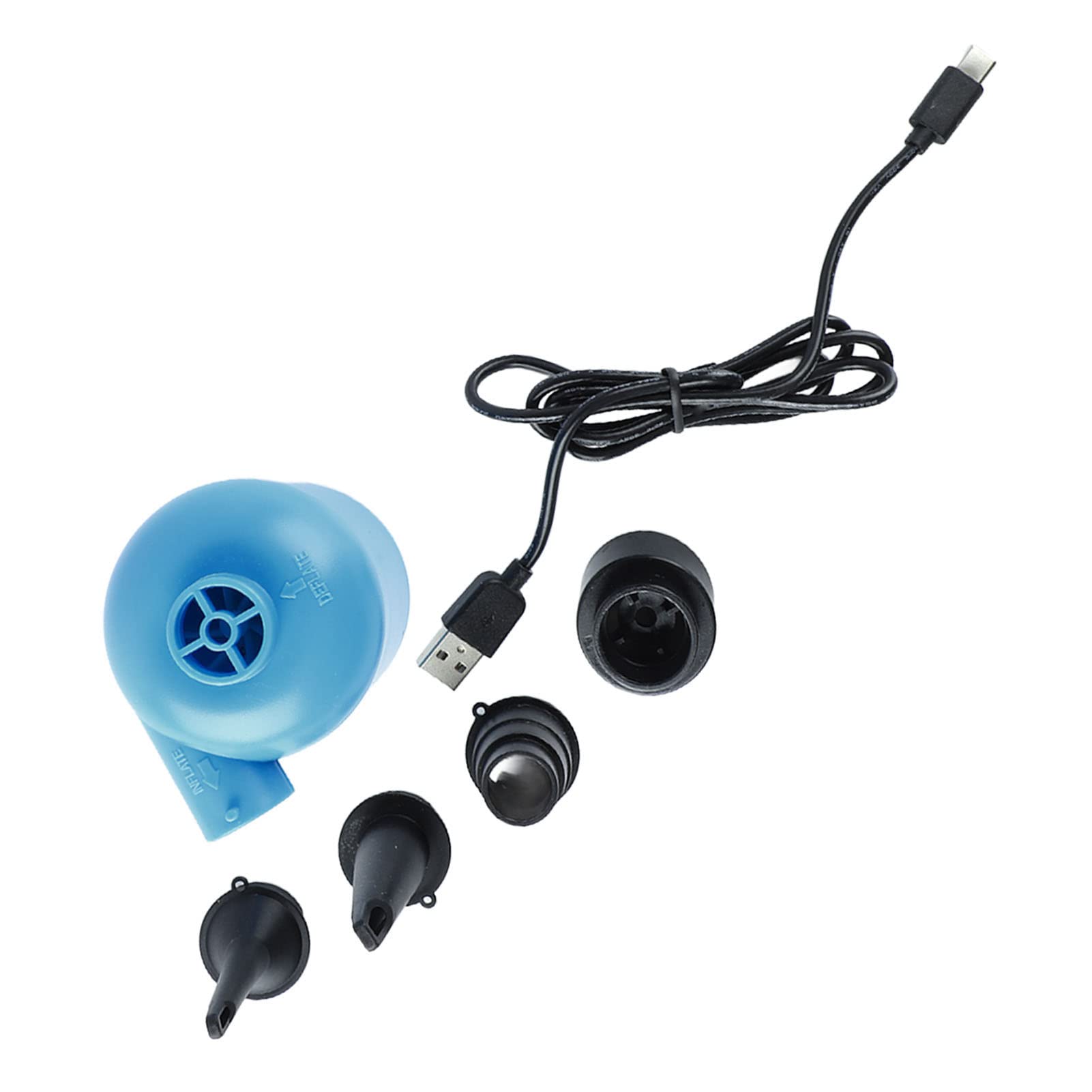 Electric Air Pump Portable Blue Inflator Deflator Pump Quick Fill Inflator Air Mattress Pump for Outdoor Camping USB Port PVC Material 10 x 7 x 6cm