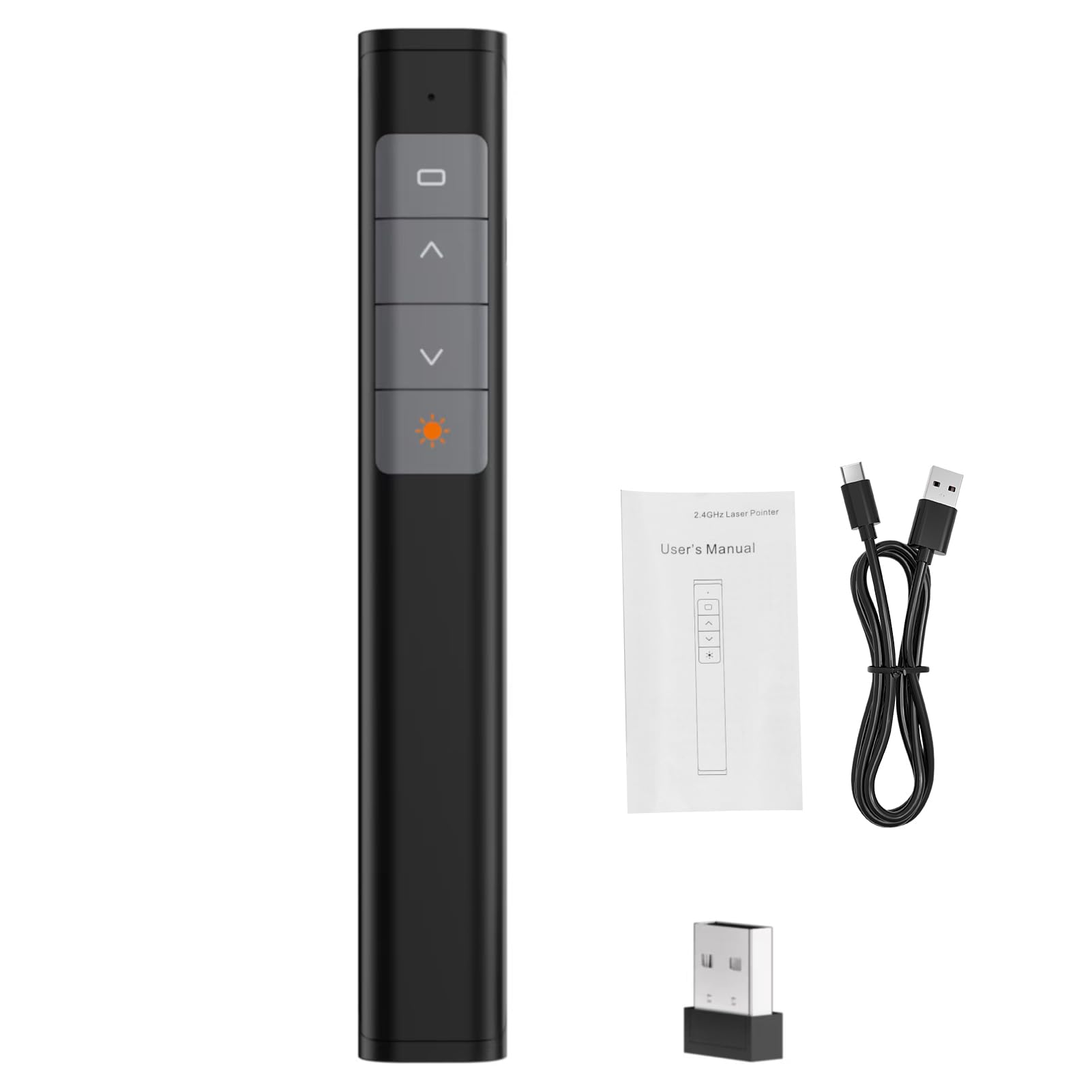 Domary Telecomando Wireless per Presentazioni PowerPoint, Plug and Play, Puntatore a Raggio Rosso a 2,4 GHz, Raggio di Controllo di 30 M, Ricaricabile per PC e laptop.