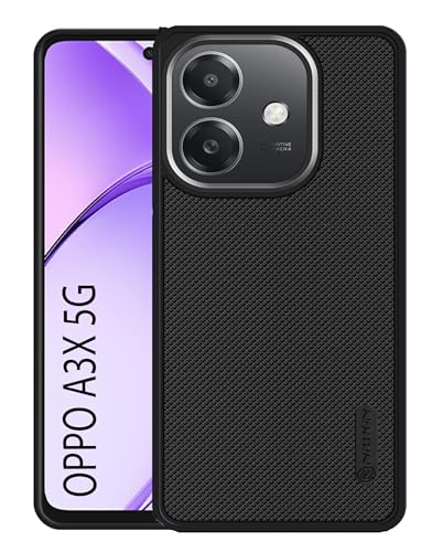 Image of Back Cover Case for Oppo A3x 5G Slim & Lightweight | Ultra-Premium Dotted Design | Camera Protection Bump | Fabric Texture Back Case CoverOppo A3x 5G (PC & TPU, Black)