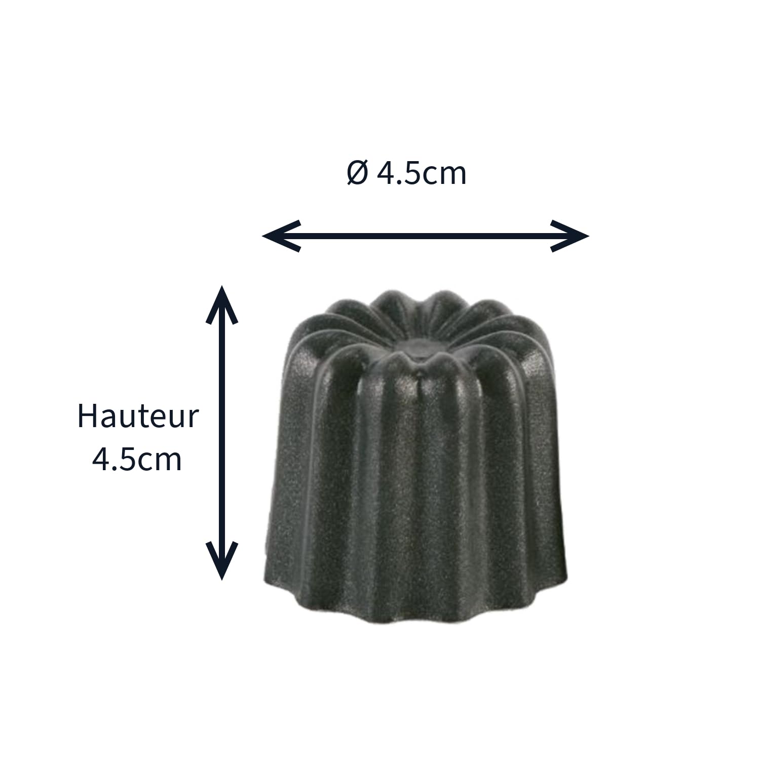 patisse 43014 - Lot de 4 Moules à Canelés Aluminium revêtu – Noir - Ø 4,5cm