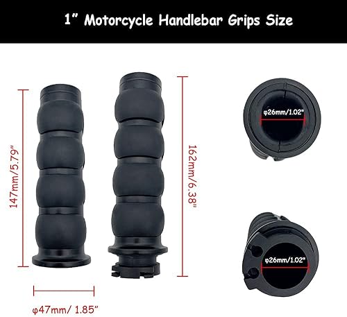 Miniatura 9 de Empuñaduras de mano universales para motocicleta de 1 pulgada para manubrio de 24.51.024in, compatible con Harley Dyna Sportster Road King Street