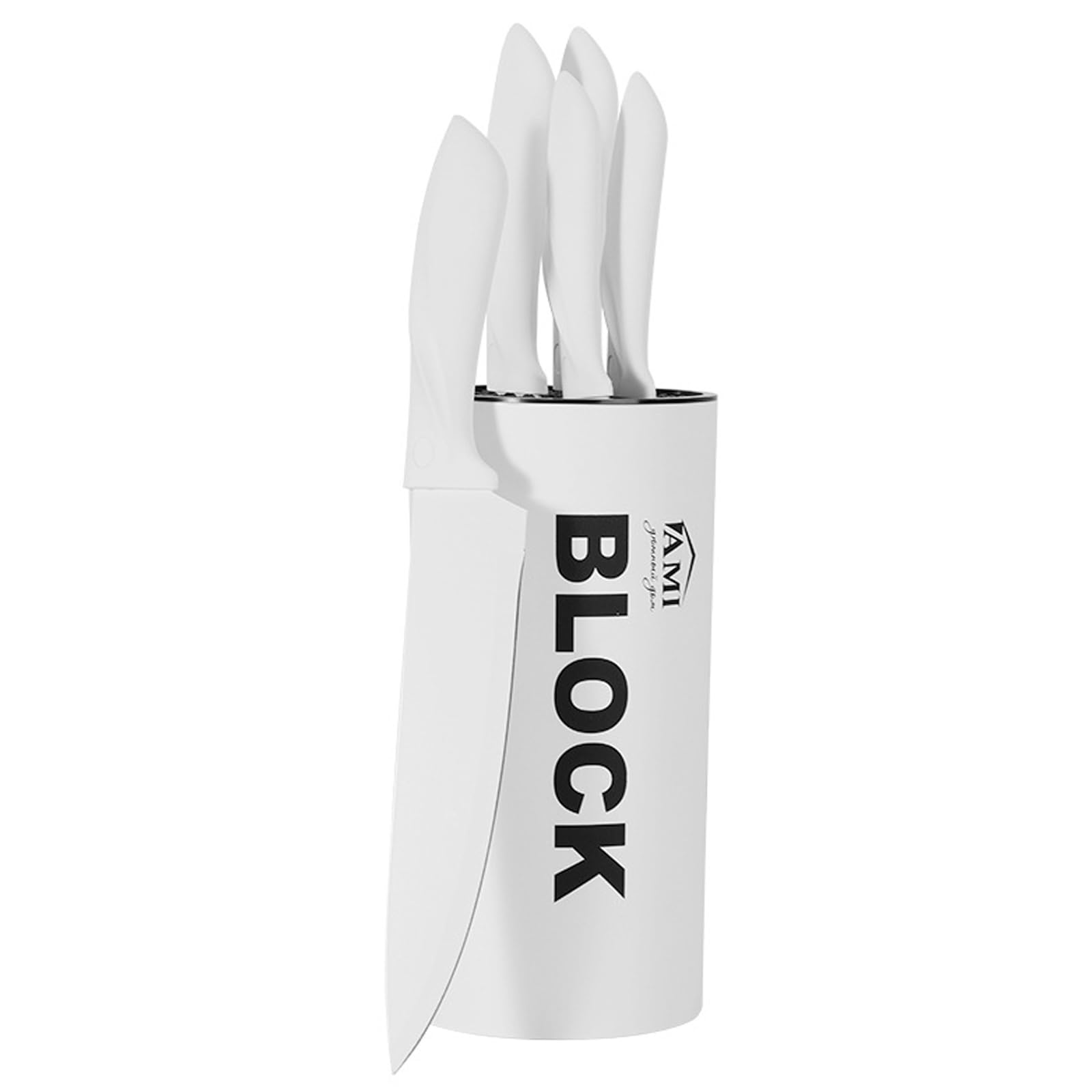 Knife Block Set 6 Pieces Professional Stainless Steel Kitchen Knife Set with Universal Knife Block Sharp Utility Knife