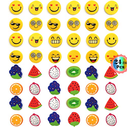 YuChiSX Emoji Gomme Expression de Cartoon Gommes École Fournitures Étudiant Bien Essentiels Créatif Cadeaux pour Enfants Anniversaire Festival Nouvel An Noël En forme de fruits cadeau de faveur