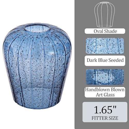 Image of Viinew Dark Blue Seeded Glass Lamp Shade, 5.4 inch Art Glass Light Cover