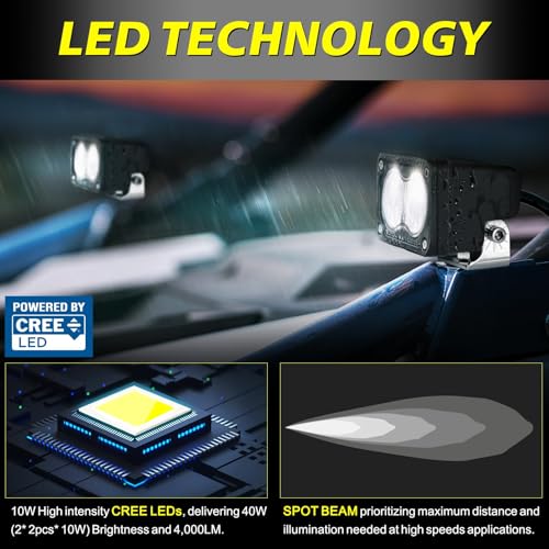 Image of LED Pods, AKD Part 3 Inch CREE LED Off Road Driving Lights 40W Spot Small LED Pods Lights Ditch Lights Head Light 2 Packs for Truck Motorcycle UTV ATV SUV Surron