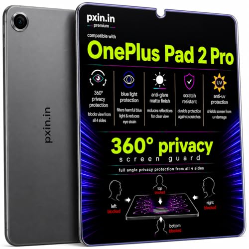 Image of Pxin 360 Pro Privacy Screen guard compatible with OnePlus Pad 2 Pro | Anti Glare | Anti UV | Anti Blue | Anti Reflection | Privacy Filter | Unbreakable Build