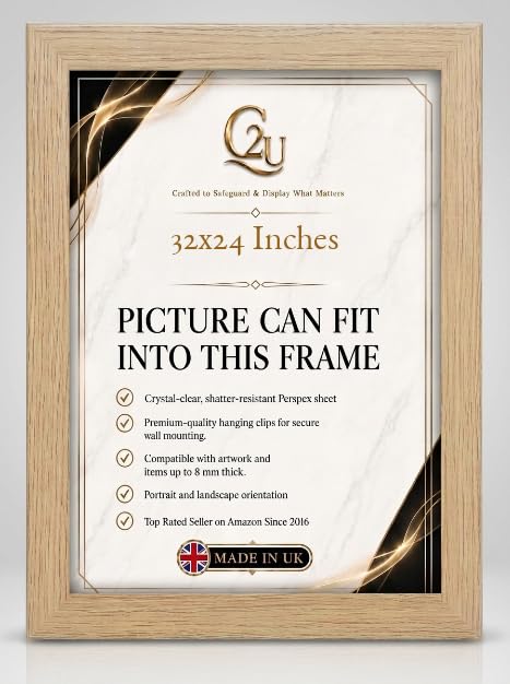 32 x 24 Inch (81.3 x 61.0 cm) Picture Frame | Engineered Wood Photo Poster Frame for Jigsaw Puzzles, Certificates & Artwork| Wall Mount | Portrait or Landscape.