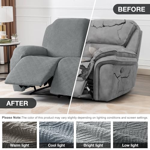 Image of Timeles Recliner Covers Extra Wide Recliner Loveseat Covers Oversized Reclining Couch Covers Sofa Slipcovers Stretch Soft Washable (Two-Seater Oversized, Light Gray)