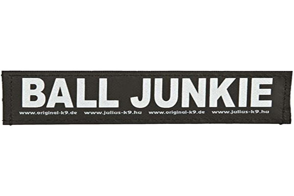 Julius-K9, 162LR-G-31468, ORIGINAL Interchangeable Patches, Size: Large, Black label with white fluorescent text, 1 pair, BALL JUNKIE
