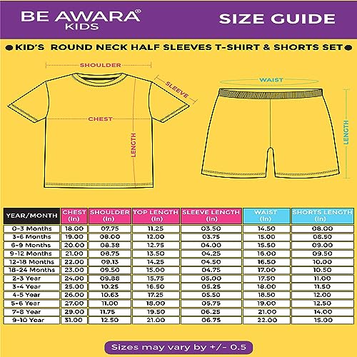 Image of Be Awara Kids Printed Half Sleeves T-shirt & Shorts Clothing Sets, 100% Cotton Soft Unisex Cord Set, Comfortable Wear for Kids With Cool Prints, Everyday Casual Wear for Boys & Girls