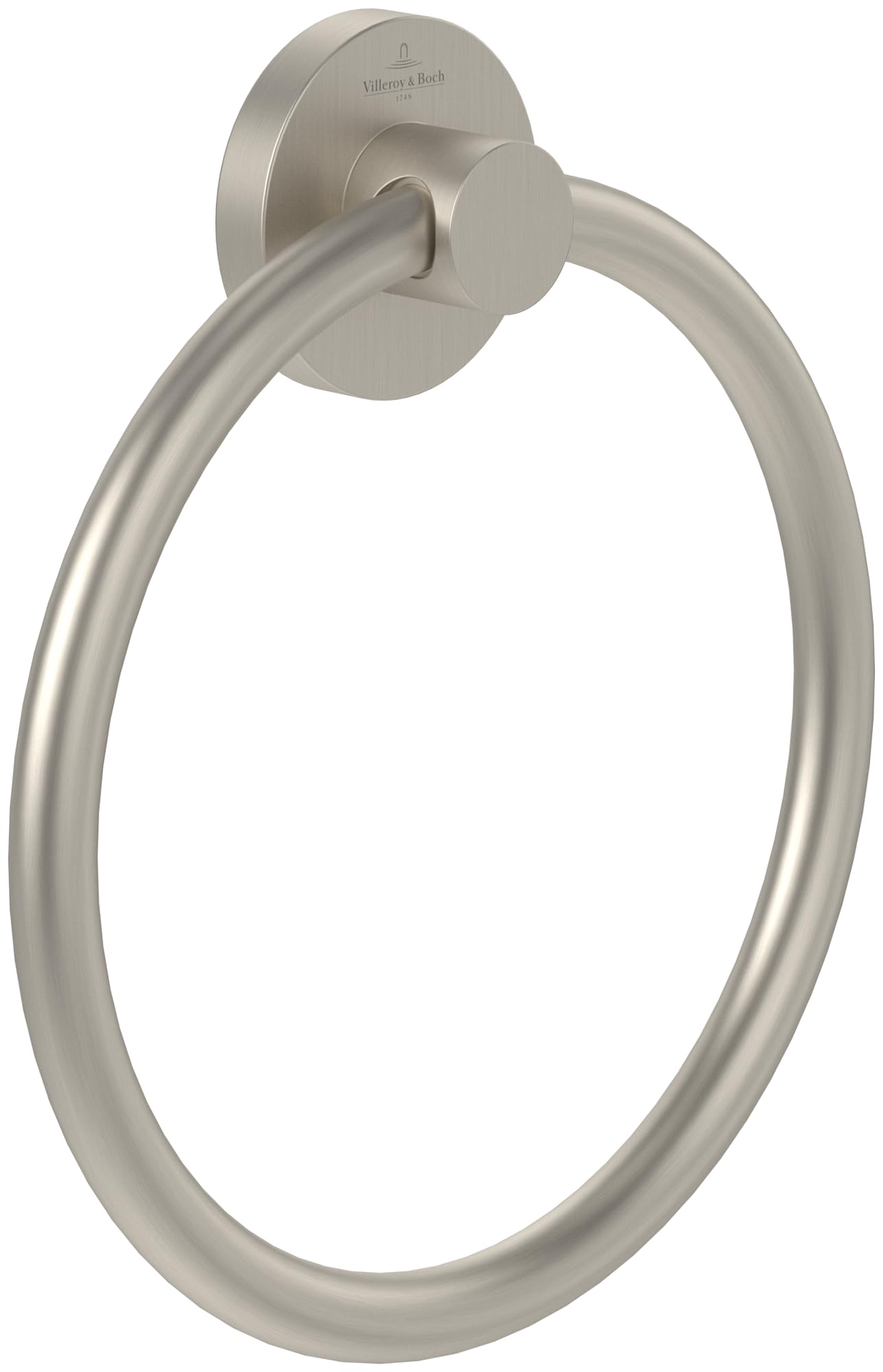 Villeroy & Boch Brushed Nickel Elements - Tender, Bathroom For Wall Installation, Towel Ring Made From Zinc, Round Bathroom, 164 X 32 X 185 Mm,