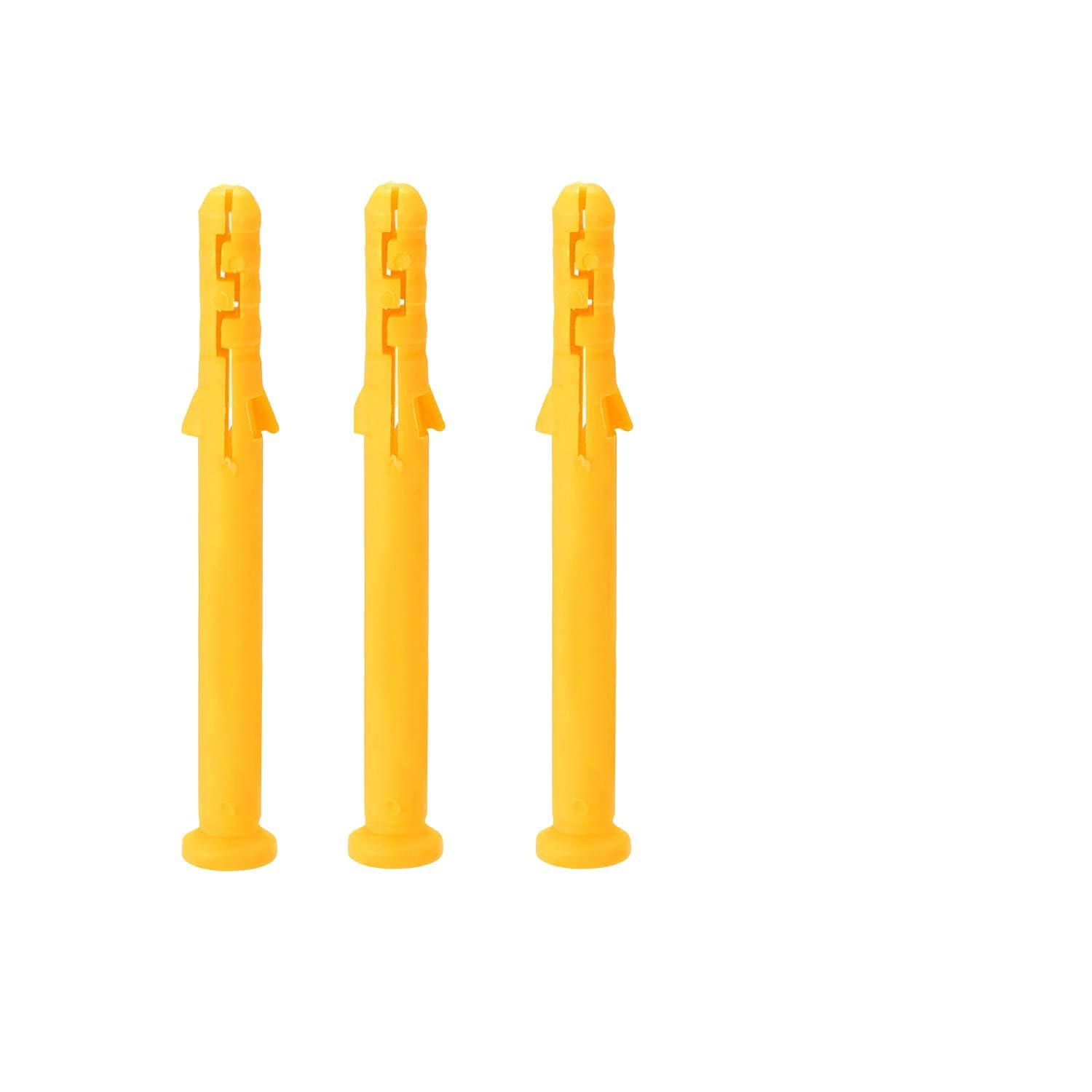 100Pcs Wall Plugs Set, 10mm Yellow Plastic Column Expansion Pipe, 6 8 10MM Wallplugs Fastener Kits, 3 sizes Heavy Duty Expansion Nylon Plug for Plasterboard Walls, Hollow Walls and Dry Walls