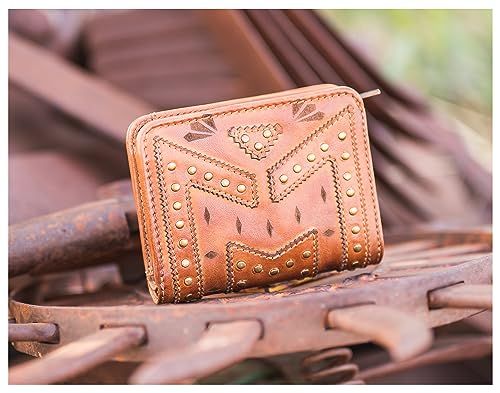 STS Ranchwear Women's Premium Full Grain Leather Bifold Wayfarer Soni Wallet with 2 Card, ID Slot, Zip Compartment, Tan4