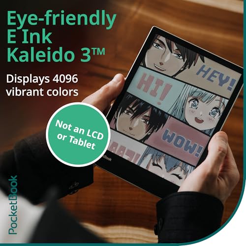 Image of PocketBook InkPad Color 3 E Ink E-Reader 32GB - Enhanced 7.8'' Color E-Paper Display-Eye-Friendly Audio-Book & E-Book Reader-Text-to-Speech-SMARTlight, Bluetooth, Built-in Speaker-Waterproof