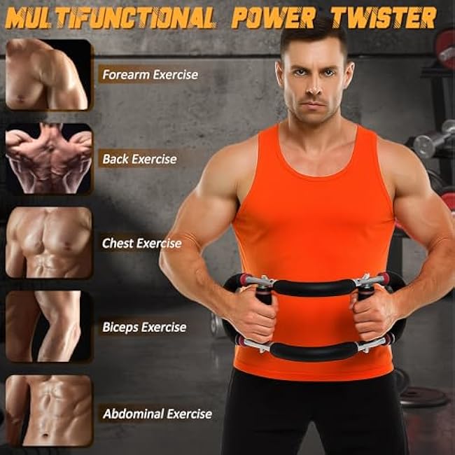 Twister Arm Trainer Adjustable Twister Arm Chest Exerciser (30-120lb) Power Arm Trainer for Men and Women Chest Workout Equipment Shoulder Muscle Training Home Fitness Equipment Red