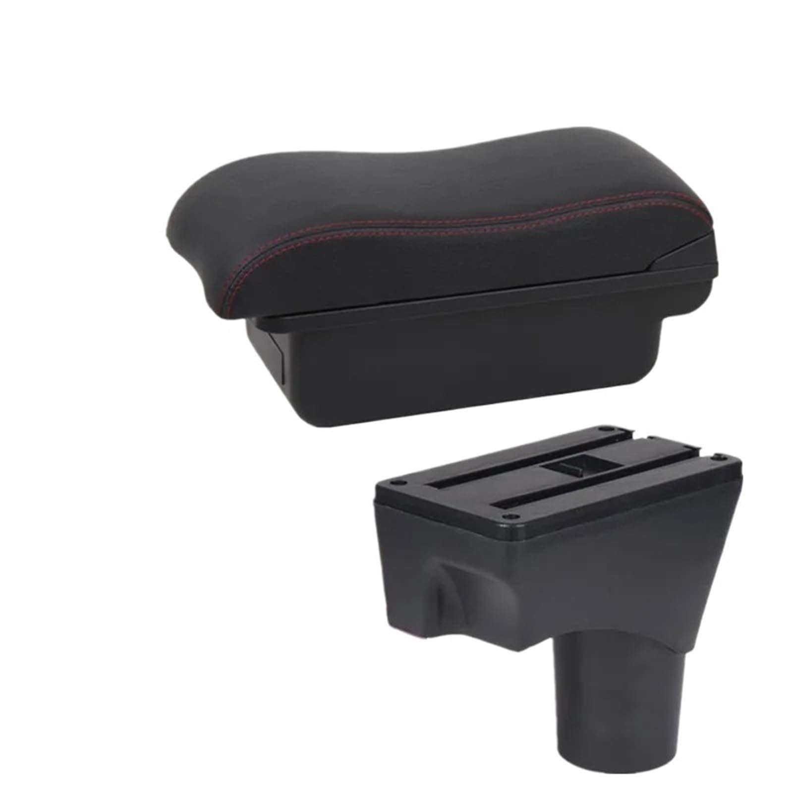 POZMNGTI Armrest Compartment Fit For Nissan March Micra K13 Armrest Box Fit For Nissan Sunny Arm Storage Box Retrofit Parts Car Accessories(A2 red line No USB)