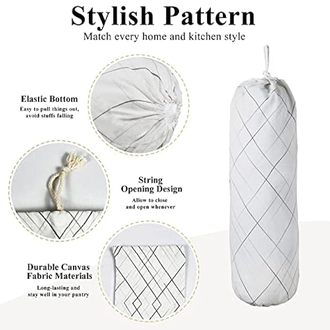 Plastic Bag Holder, Wall Mount Plastic Bag Organizer Dispenser, Heavy Duty Grocery Bag Storage Holder, Hanging Shopping Bag Holder for Home Kitchen Camper (Simple Lines)