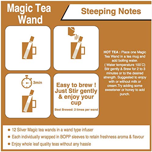 Image of Premiers Masala Chai Flavoured Tea, Traditional Indian Spiced Black, Magic Tea Wands Stick Infuser, 12 Wand Infusers, 30 g, Rich & Nostalgic Taste, White Box