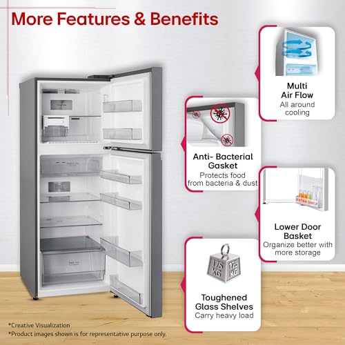 Image of LG 322 L, 2 Star, Convertible, Smart Inverter, Frost Free Double Door Refrigerator (GLT3226SNDS, Dazzle Steel, Express Freeze & Multi Air Flow)