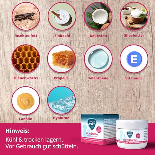 marsavet+ 30ml Wundsalbe für Hunde, Katzen, Vögel, Nagetiere, Pferde und mehr. Zink, Propolis, Hyaluron und D-Panthenol - fördert die Heilung und verhindert Hautentzündungen. Premium-Qualität.