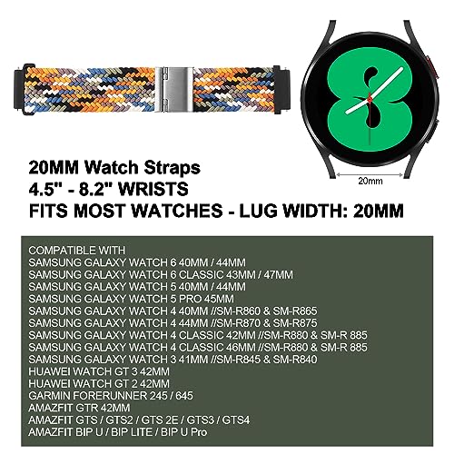 Image of XMUXI 20mm Braided Watch Straps Compatible with Samsung Galaxy Watch 6 Classic Strap 43mm 47mm /Galaxy Watch 7 6 5 4 Nylon Solo Loop Replacement Watch Band for Amazfit GTS 4 (No Watch)