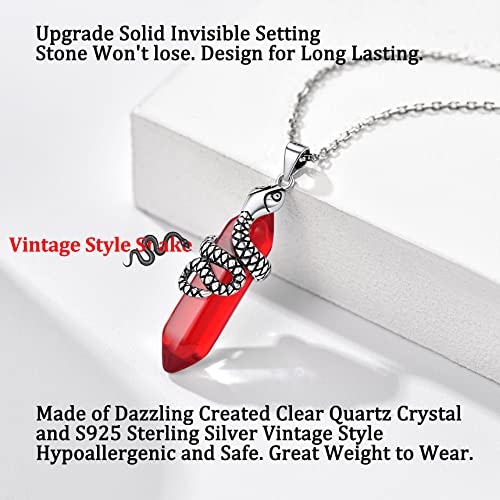 Bestyle Sterling Silver Vintage Snake Wrap July Birthstone Ruby Crystal Necklace Gothic Snake Necklace Created Hexagonal Gemstone Pendant For Women Men thumb #4