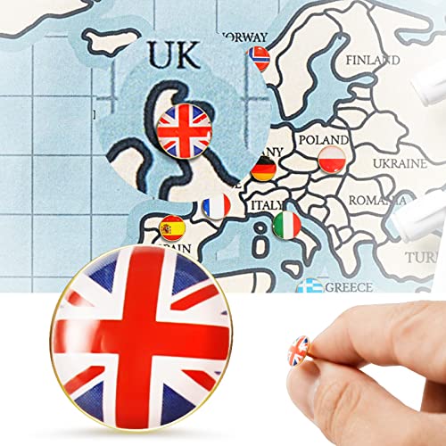 FUYIHGL 200 Pcs National Flag Pins World Push Thumb Tacks Country with Guide, Map for Cork Board, Travel