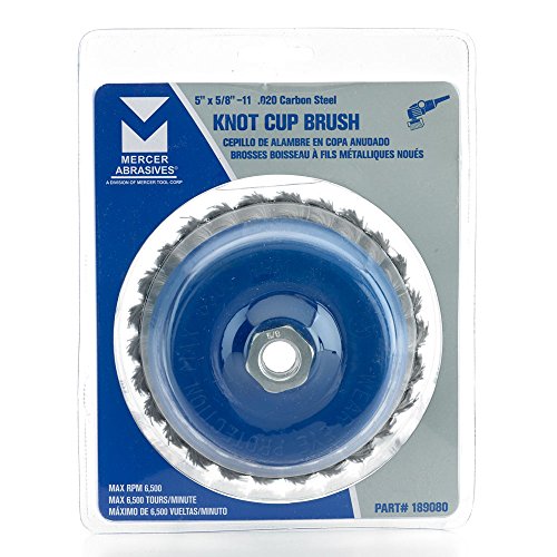Image of Mercer Industries 189080 - 5 inch x 5 /8 inch-11 Knot Cup Brush, .020 Carbon Steel Wire