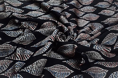 Image of Ethnics of Kutch Womens's Ajrakh Modal Silk Natural Dye Hand Block Print Unstitched Kurta Fabric