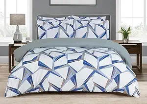 Majestic Giftware Madison Linen 8 Pcs 44" Twin Size Bedding Set (BL503-44T) | Tokyo Comfort - Blue 300 TC 100% Cotton Sateen | 2 Fitted Sheets, 2 Duvets, 4 Pillowcases - Choice Collection