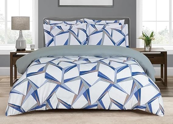 Majestic Giftware Madison Linen 4 Pcs 48" Twin Size Bedding Set (BL503-48T-4pcs) Tokyo Comfort - Blue 300 TC 100% Cotton Sateen | 1 Fitted Sheet, 1 Duvet, 2 Pillowcases - Choice Collection
