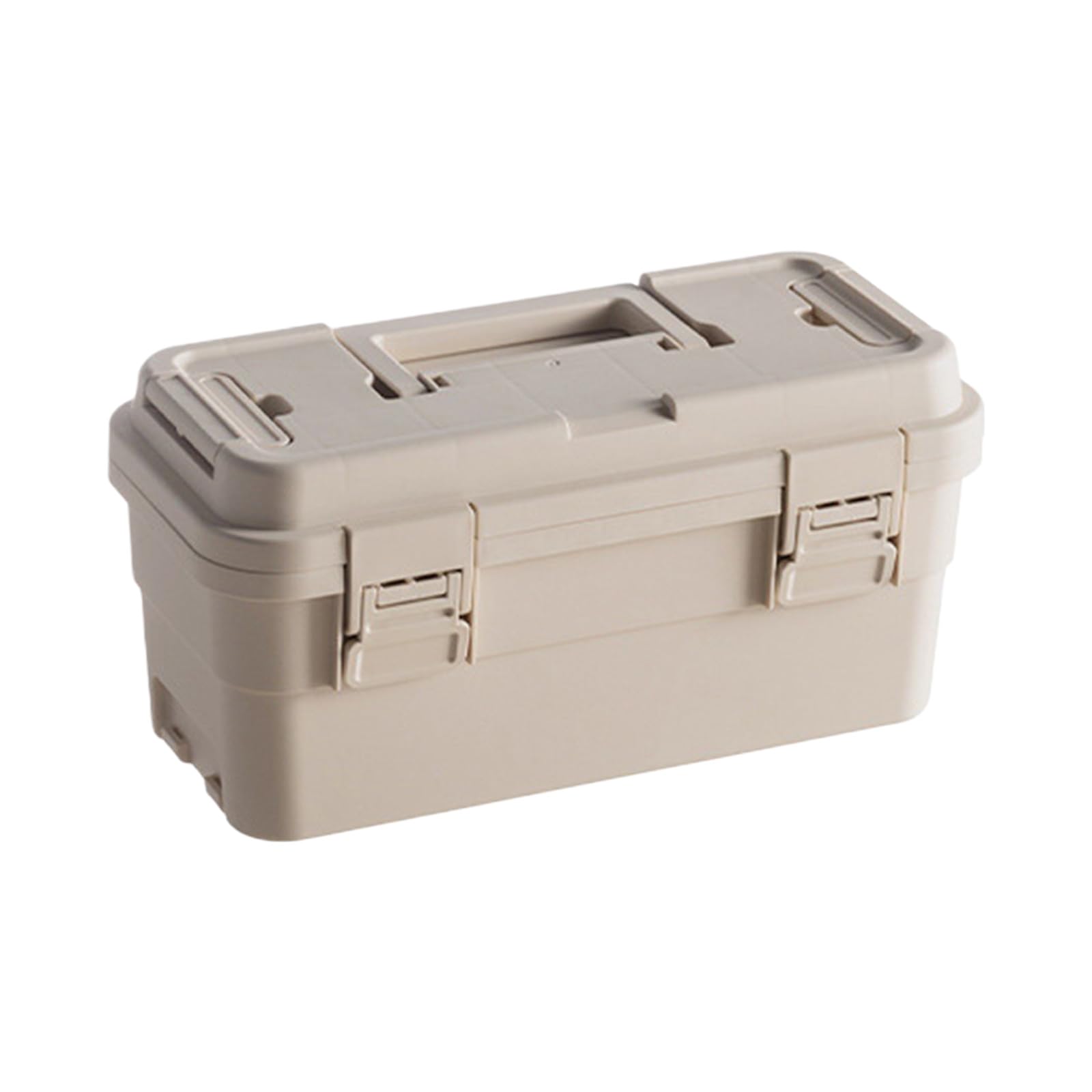 Msioytog M Khaki Tool Organizers Storage Box For Home And Camping Secure Closure Layered Compartments 6.5L And 4L Sizes Tool Storage Box