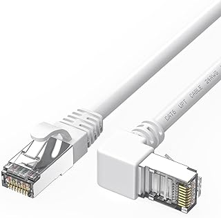 90 Degree CAT6 Ethernet Cable Right Angle Upward Angled White 3ft,RJ45 LAN Gigabit Network Cord Cat 6 90 Degree Adapter,Bandwidth up to 250MHz 1Gbps
