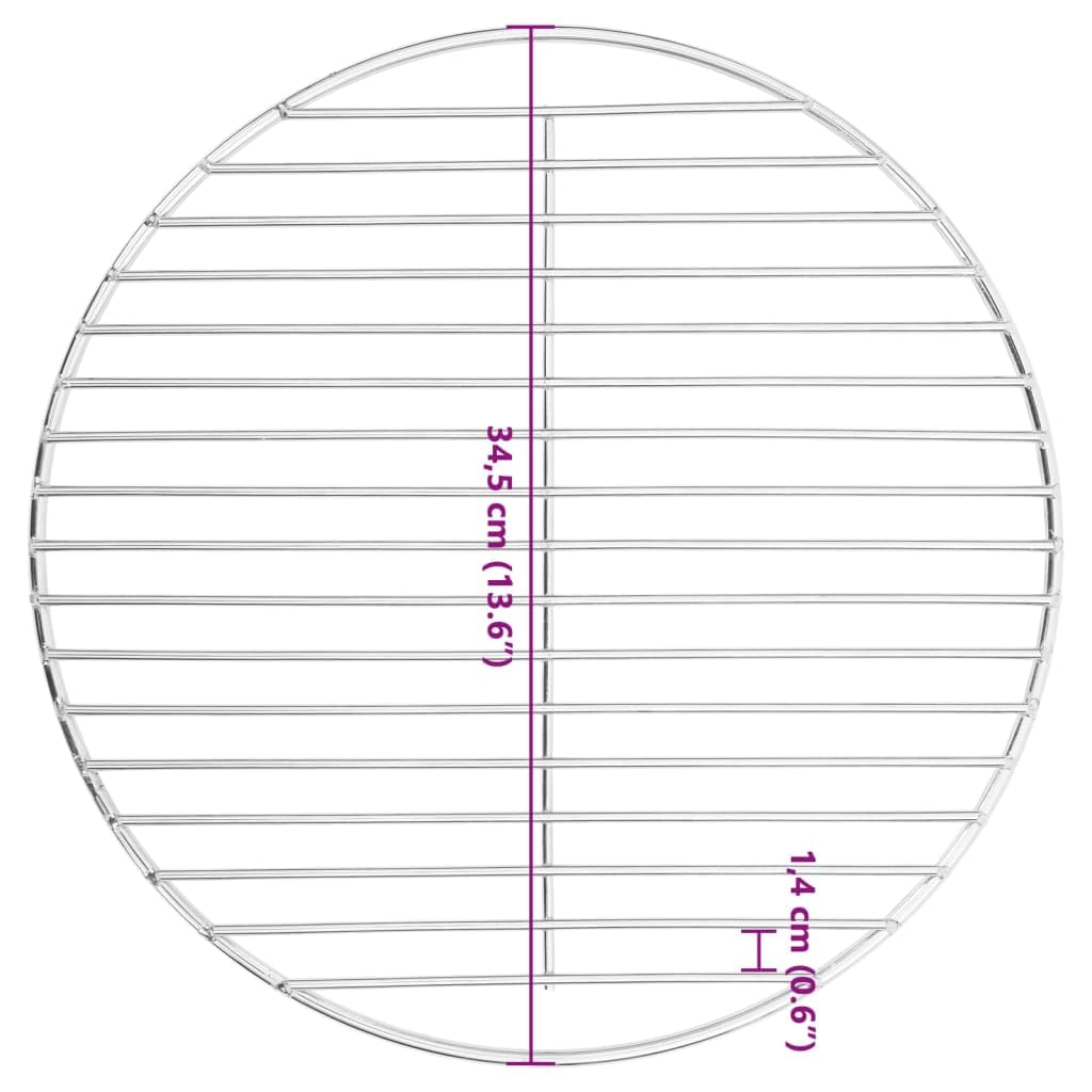 vidaXL Rejilla de Parrilla BBQ Redonda Acero Inoxidable 304 Ø34,5 cm, Rejilla de Parrilla de reemplazo, Parrilla de cocción, Rejilla de Parrilla de Barbacoa