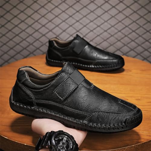 Men's Casual Leather Shoes Premium Microfibre Leather Upper Business Walking Work Driving Hook Loop Lightweight Comfortable 5