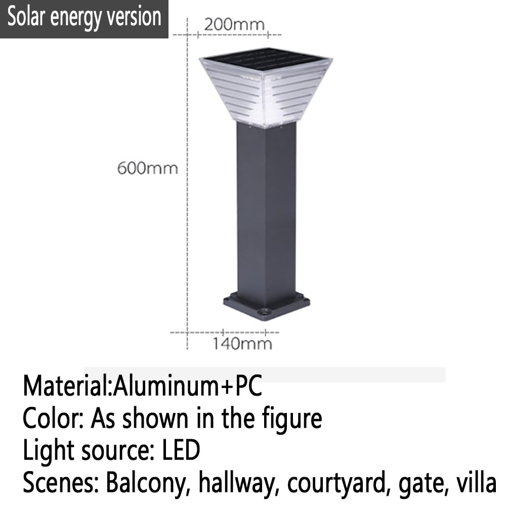 Lampada Solare da Giardino contemporanea, Impermeabile, per Ville, Giardini, Cortili, quartieri residenziali (Stile 15 H60CM, 1 Pezzo)